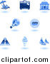 Vector Illustration of Shiny Blue Travel and Tourism Icons by AtStockIllustration