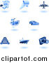 Vector Illustration of Shiny Blue Travel Icons by AtStockIllustration