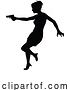 Vector Illustration of Silhouette Lady Female Movie Action Hero with Gun by AtStockIllustration