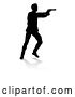 Vector Illustration of Silhouetted Actor or Shooter, with a Reflection or Shadow, on a White Background by AtStockIllustration