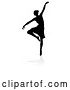 Vector Illustration of Silhouetted Ballerina Dancing, with a Reflection or Shadow, on a White Background by AtStockIllustration