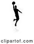 Vector Illustration of Silhouetted Basketball Player Slam Dunking, with a Reflection or Shadow by AtStockIllustration