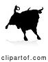 Vector Illustration of Silhouetted Black Bull, with a Shadow on a White Background by AtStockIllustration