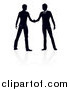 Vector Illustration of Silhouetted Business Men Engaged in a Hand Shake with Reflections by AtStockIllustration