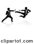 Vector Illustration of Silhouetted Business Men Kung Fu Fighting by AtStockIllustration