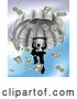 Vector Illustration of Silhouetted Businessman Parachuting, with Cash Money by AtStockIllustration