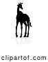 Vector Illustration of Silhouetted Giraffe, with a Reflection or Shadow, on a White Background by AtStockIllustration
