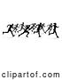 Vector Illustration of Silhouetted Group of Runners, with Reflections or Shadows, on a White Background by AtStockIllustration