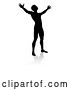 Vector Illustration of Silhouetted Guy Holding His Arms up to the Sky, with a Reflection or Shadow, on a White Background by AtStockIllustration