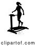 Vector Illustration of Silhouetted Lady Working out on a Treadmill, with a Shadow, on a White Background by AtStockIllustration