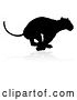 Vector Illustration of Silhouetted Lioness Running, with a Shadow on a White Background by AtStockIllustration