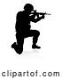 Vector Illustration of Silhouetted Male Armed Soldier, with a Reflection or Shadow, on a White Background by AtStockIllustration