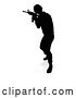 Vector Illustration of Silhouetted Male Armed Soldier, with a Reflection or Shadow, on a White Background by AtStockIllustration