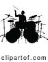 Vector Illustration of Silhouetted Male Drummer by AtStockIllustration