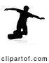 Vector Illustration of Silhouetted Male Skateboarder with a Reflection or Shadow, on a White Background by AtStockIllustration