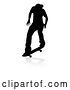 Vector Illustration of Silhouetted Male Skateboarder with a Reflection or Shadow, on a White Background by AtStockIllustration