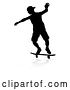 Vector Illustration of Silhouetted Male Skateboarder with a Reflection or Shadow, on a White Background by AtStockIllustration