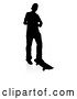 Vector Illustration of Silhouetted Male Skateboarder with a Reflection or Shadow, on a White Background by AtStockIllustration