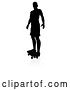 Vector Illustration of Silhouetted Male Skateboarder with a Reflection or Shadow, on a White Background by AtStockIllustration