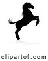 Vector Illustration of Silhouetted Rearing Horse with a Shadow on a White Background by AtStockIllustration