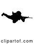 Vector Illustration of Silhouetted Soldier Sniper, with a Reflection or Shadow, on a White Background by AtStockIllustration