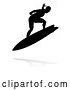 Vector Illustration of Silhouetted Surfer with a Reflection or Shadow, on a White Background by AtStockIllustration