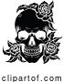 Vector Illustration of Skull Roses Engraved Woodcut Etching Tattoo Design by AtStockIllustration