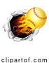 Vector Illustration of Softball Ball Flame Fire Breaking Background by AtStockIllustration