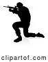 Vector Illustration of Soldier Detailed Silhouette, on a White Background by AtStockIllustration