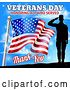 Vector Illustration of Soldier Saluting American Flag Veterans Day Design by AtStockIllustration