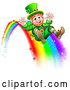 Vector Illustration of St Patricks Day Leprechaun Riding a Rainbow by AtStockIllustration