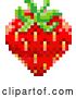 Vector Illustration of Strawberry Pixel Art 8 Bit Video Game Fruit Icon by AtStockIllustration