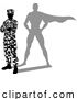 Vector Illustration of Super Hero Soldier Silhouette Superhero Shadow by AtStockIllustration