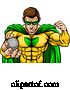 Vector Illustration of Superhero Holding Golf Ball Sports Mascot by AtStockIllustration