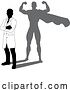 Vector Illustration of Superhero Scientist Super Hero Shadow Silhouette by AtStockIllustration