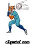 Vector Illustration of Tiger Baseball Player Mascot Swinging Bat at Ball by AtStockIllustration