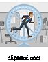 Vector Illustration of Tired Businessman Running Hamster Wheel Concept by AtStockIllustration