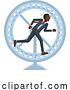 Vector Illustration of Tired Stressed Businessman Running Hamster Wheel by AtStockIllustration