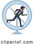 Vector Illustration of Tired Stressed Businessman Running Hamster Wheel by AtStockIllustration