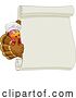 Vector Illustration of Turkey Chef Character Scroll Sign by AtStockIllustration