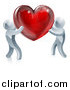 Vector Illustration of Two 3d Silver People Carrying a Red Heart by AtStockIllustration