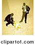 Vector Illustration of Two Businessmen Completing a Yellow Jigsaw Puzzle Together by AtStockIllustration