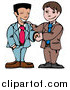 Vector Illustration of Two Happy Businessmen Shaking Hands by AtStockIllustration