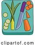 Vector Illustration of Vegetables and Knife on Chopping Cutting Board by AtStockIllustration