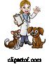 Vector Illustration of Veterinarian Character with Cat and Dog by AtStockIllustration