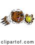 Vector Illustration of Vicious Aggressive Bear Mascot Slashing Through a Wall with a Tennis Ball in a Paw by AtStockIllustration