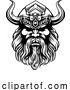 Vector Illustration of Viking Warrior Guy Strong Mascot Face in Helmet by AtStockIllustration