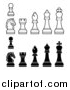 Vector Illustration of White and Black Chess Pieces by AtStockIllustration