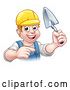 Vector Illustration of White Male Mason Worker Holding a Trowel and Pointing by AtStockIllustration