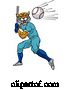 Vector Illustration of Wildcat Baseball Player Mascot Swinging Bat by AtStockIllustration